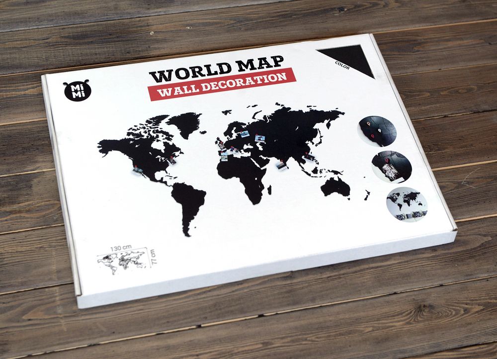 Деревянная карта мира World Map Wall Decoration Big, черная с логотипомкупить в Санкт-Петербурге (G-10188.30)