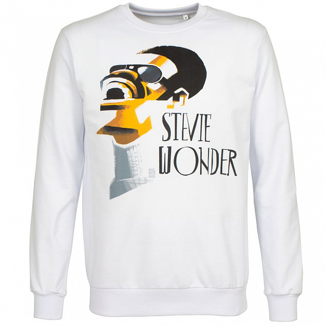 Толстовка «Меламед. Stevie Wonder», белая с логотипом в Санкт-Петербурге заказать по выгодной цене в кибермаркете AvroraStore