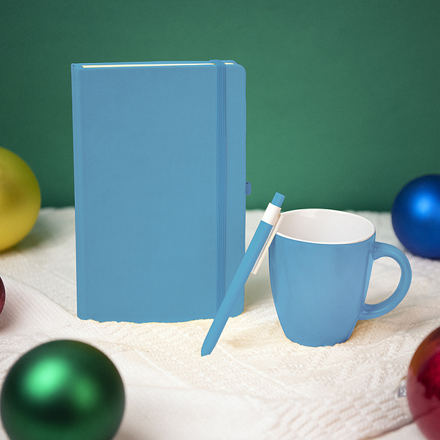 Подарочный набор HAPPINESS: блокнот, ручка, кружка, голубой с логотипом в Санкт-Петербурге заказать по выгодной цене в кибермаркете AvroraStore