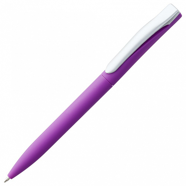 Ручка шариковая Pin Soft Touch, фиолетовая с логотипом в Санкт-Петербурге заказать по выгодной цене в кибермаркете AvroraStore