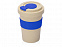 Стакан с пшеничным волокном с силиконовой манжетой и клапаном на крышке, синий с логотипом в Санкт-Петербурге заказать по выгодной цене в кибермаркете AvroraStore