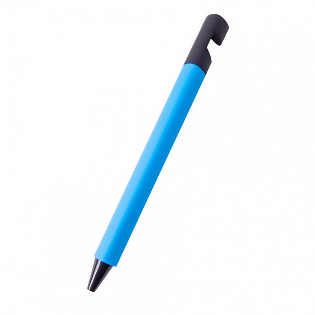 N5 soft, ручка шариковая, голубой/черный, пластик,soft-touch, подставка для смартфона с логотипом в Санкт-Петербурге заказать по выгодной цене в кибермаркете AvroraStore