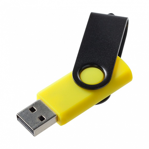 Флешка Twist Color, желтая с черным, 16 Гб с логотипом в Санкт-Петербурге заказать по выгодной цене в кибермаркете AvroraStore