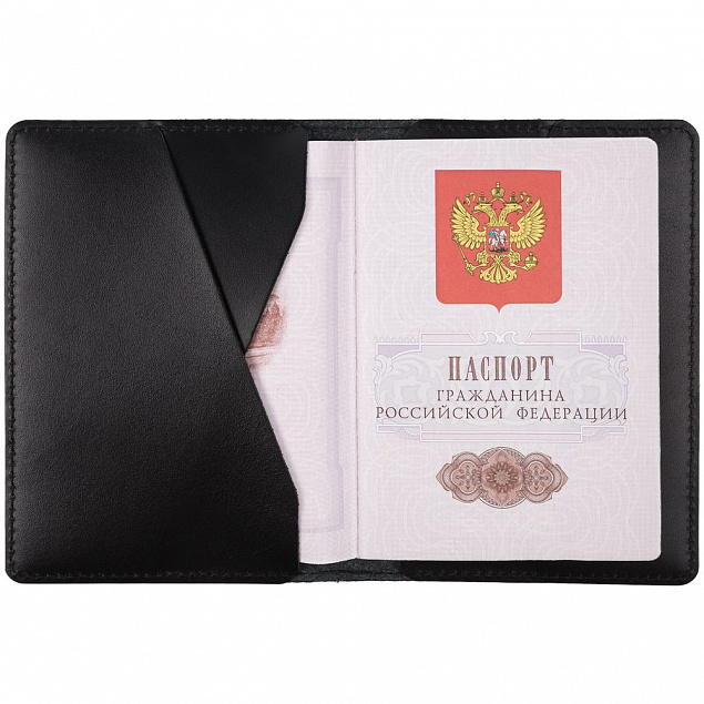 Обложка для паспорта inStream, черная с логотипом в Санкт-Петербурге заказать по выгодной цене в кибермаркете AvroraStore