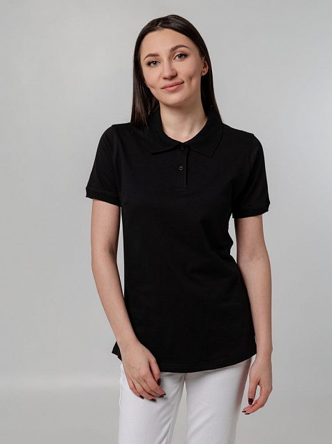 Рубашка поло женская Virma Stretch Lady, черная с логотипом в Санкт-Петербурге заказать по выгодной цене в кибермаркете AvroraStore