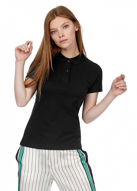 Рубашка поло женская Inspire черная с логотипом в Санкт-Петербурге заказать по выгодной цене в кибермаркете AvroraStore