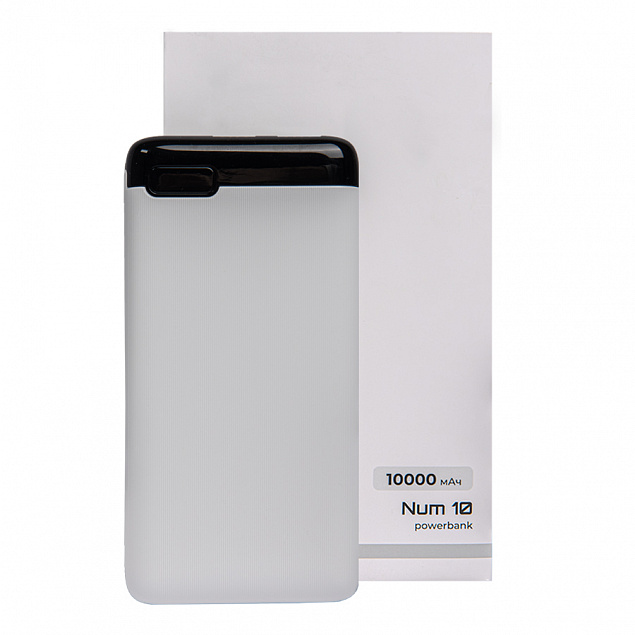 Универсальный аккумулятор OMG Num 10 (10000 мАч), белый, 13,9х6.9х1,4 см с логотипом в Санкт-Петербурге заказать по выгодной цене в кибермаркете AvroraStore