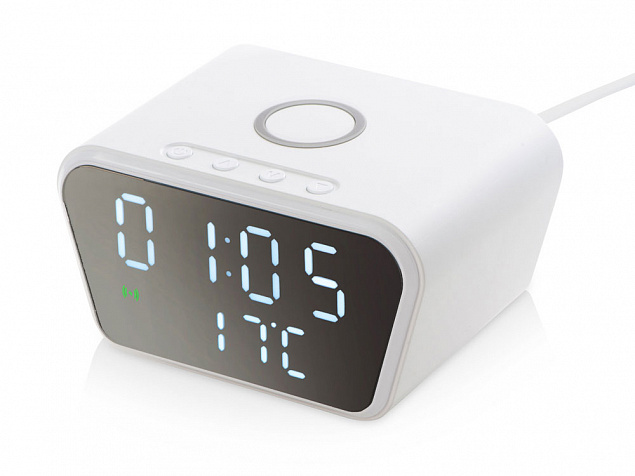 Настольные часы с функцией беспроводной зарядки «Wake», 10 Вт с логотипом в Санкт-Петербурге заказать по выгодной цене в кибермаркете AvroraStore
