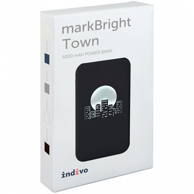 Аккумулятор с подсветкой markBright Town, 5000 мАч, черный с логотипом в Санкт-Петербурге заказать по выгодной цене в кибермаркете AvroraStore