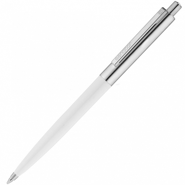 Ручка шариковая Senator Point Metal, белая с логотипом в Санкт-Петербурге заказать по выгодной цене в кибермаркете AvroraStore