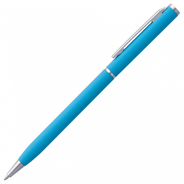 Ручка шариковая Hotel Chrome, ver.2, голубая с логотипом в Санкт-Петербурге заказать по выгодной цене в кибермаркете AvroraStore
