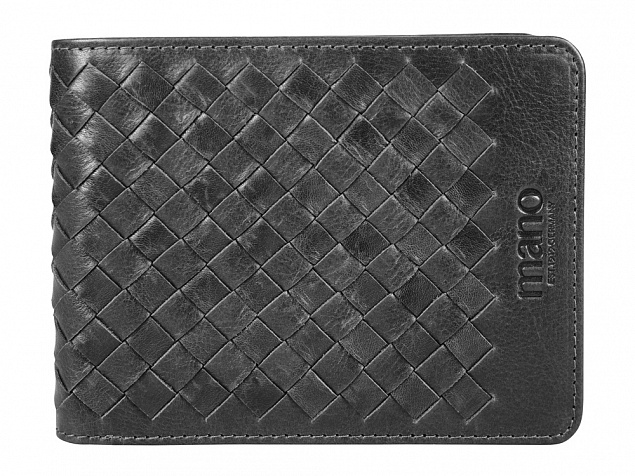 Бумажник Mano Don Luca, натуральная кожа в черном цвете, 12,5 х 9,7 см с логотипом в Санкт-Петербурге заказать по выгодной цене в кибермаркете AvroraStore