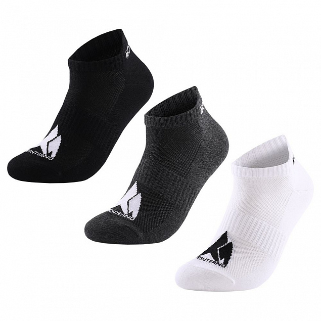 Набор из 3 пар спортивных носков Monterno Sport, черный, серый и белый с логотипом в Санкт-Петербурге заказать по выгодной цене в кибермаркете AvroraStore