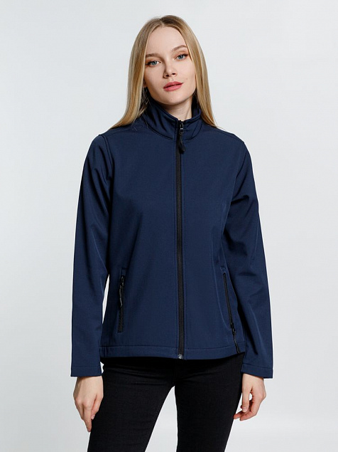 Куртка софтшелл женская RACE WOMEN темно-синяя с логотипом в Санкт-Петербурге заказать по выгодной цене в кибермаркете AvroraStore