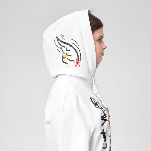 Худи с капюшоном  ALEX , белый с логотипом в Санкт-Петербурге заказать по выгодной цене в кибермаркете AvroraStore