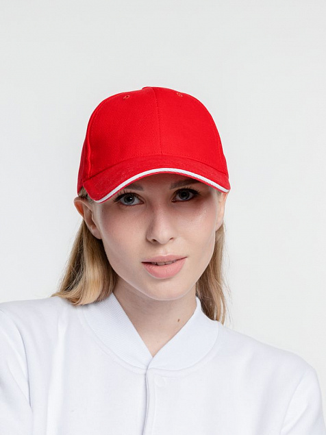 Бейсболка Generic, красная с белым кантом с логотипом в Санкт-Петербурге заказать по выгодной цене в кибермаркете AvroraStore