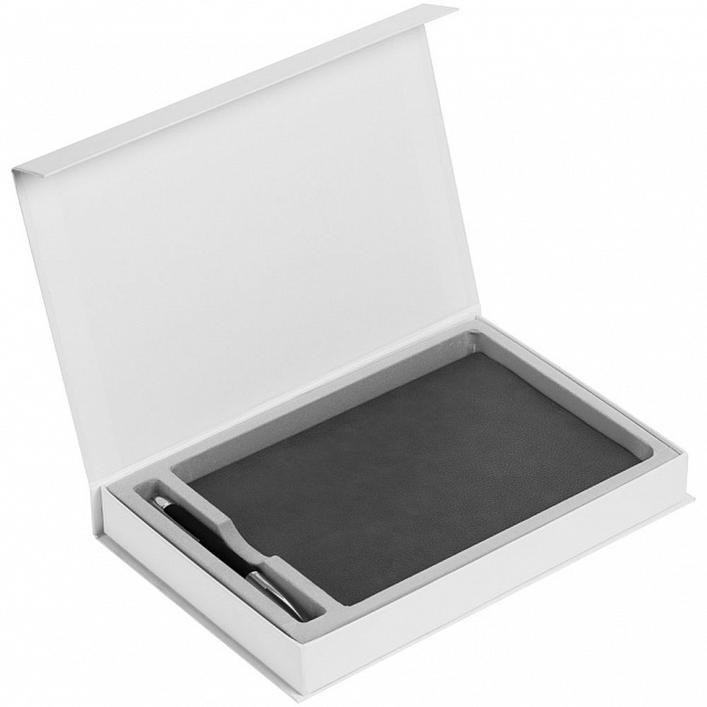 Коробка Silk с ложементом под ежедневник и ручку, белая с логотипом в Санкт-Петербурге заказать по выгодной цене в кибермаркете AvroraStore