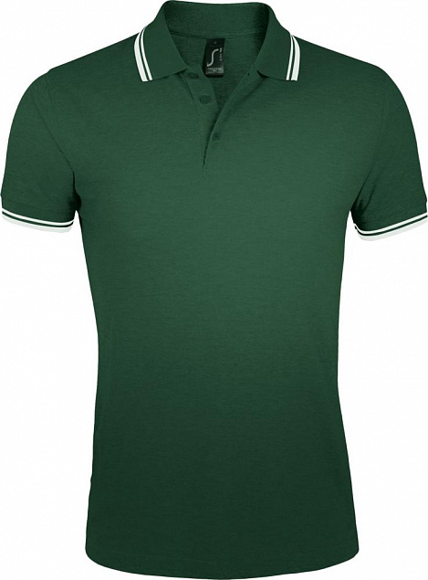 Рубашка поло мужская PASADENA MEN 200 с контрастной отделкой, зеленая с белым с логотипом в Санкт-Петербурге заказать по выгодной цене в кибермаркете AvroraStore