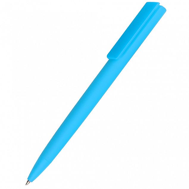 Ручка пластиковая Lavy софт-тач, голубая с логотипом в Санкт-Петербурге заказать по выгодной цене в кибермаркете AvroraStore