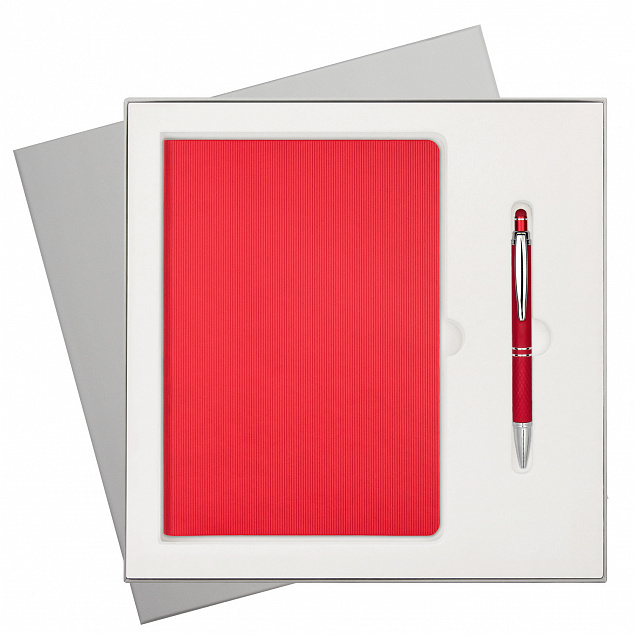 Подарочный набор Rain, красный (ежедневник, ручка) с логотипом в Санкт-Петербурге заказать по выгодной цене в кибермаркете AvroraStore