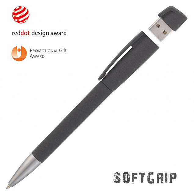 Ручка с флеш-картой USB 16GB «TURNUSsoftgrip M» с логотипом в Санкт-Петербурге заказать по выгодной цене в кибермаркете AvroraStore