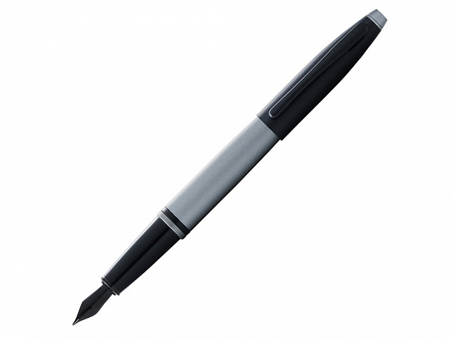 Ручка перьевая Calais Matte Gray and Black Lacquer, перо F с логотипом в Санкт-Петербурге заказать по выгодной цене в кибермаркете AvroraStore