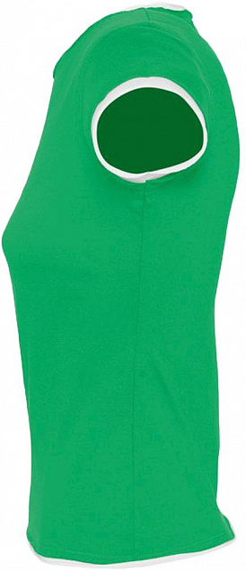 Футболка женская MOOREA 170, ярко-зеленая с белой отделкой с логотипом в Санкт-Петербурге заказать по выгодной цене в кибермаркете AvroraStore