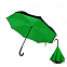 Зонт-трость механический  Chaplin, черно-зеленый с логотипом в Санкт-Петербурге заказать по выгодной цене в кибермаркете AvroraStore