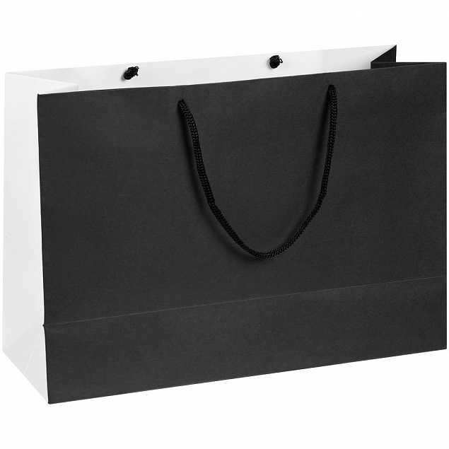 Пакет бумажный Bicolor, белый с черным с логотипом в Санкт-Петербурге заказать по выгодной цене в кибермаркете AvroraStore