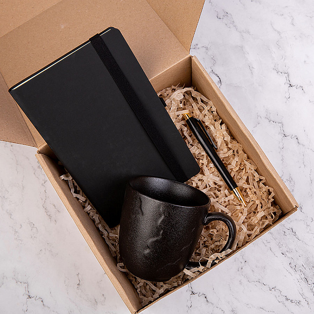Набор подарочный BLACKNGOLD: кружка, ручка, бизнес-блокнот, коробка со стружкой с логотипом в Санкт-Петербурге заказать по выгодной цене в кибермаркете AvroraStore
