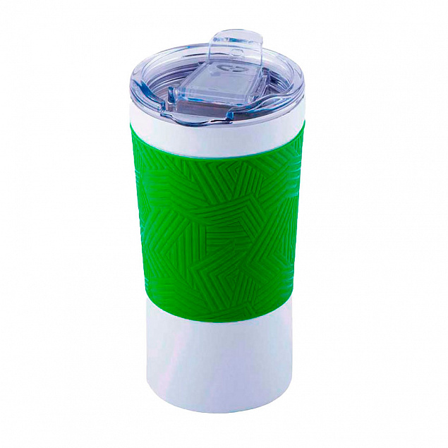 Термокружка вакуумная 'Funny" белая, зеленая, силикон с логотипом в Санкт-Петербурге заказать по выгодной цене в кибермаркете AvroraStore
