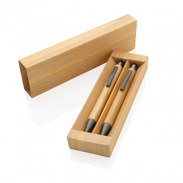 Набор Bamboo с ручкой и карандашом в коробке с логотипом в Санкт-Петербурге заказать по выгодной цене в кибермаркете AvroraStore