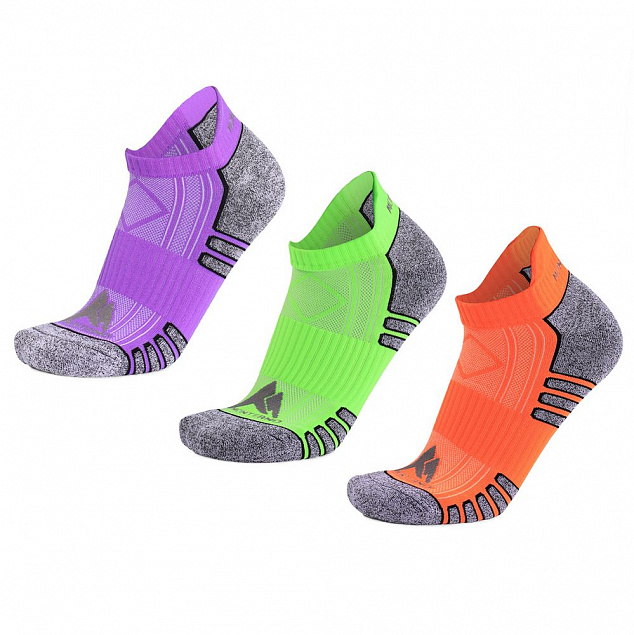 Набор из 3 пар спортивных мужских носков Monterno Sport, фиолетовый, зеленый и оранжевый с логотипом в Санкт-Петербурге заказать по выгодной цене в кибермаркете AvroraStore