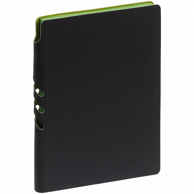 Ежедневник Flexpen Black, недатированный, черный с зеленым с логотипом в Санкт-Петербурге заказать по выгодной цене в кибермаркете AvroraStore