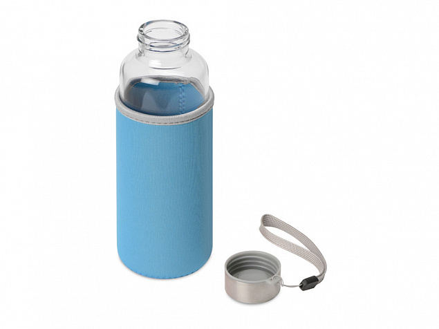 Бутылка для воды Pure c чехлом, 420 мл, голубой с логотипом в Санкт-Петербурге заказать по выгодной цене в кибермаркете AvroraStore