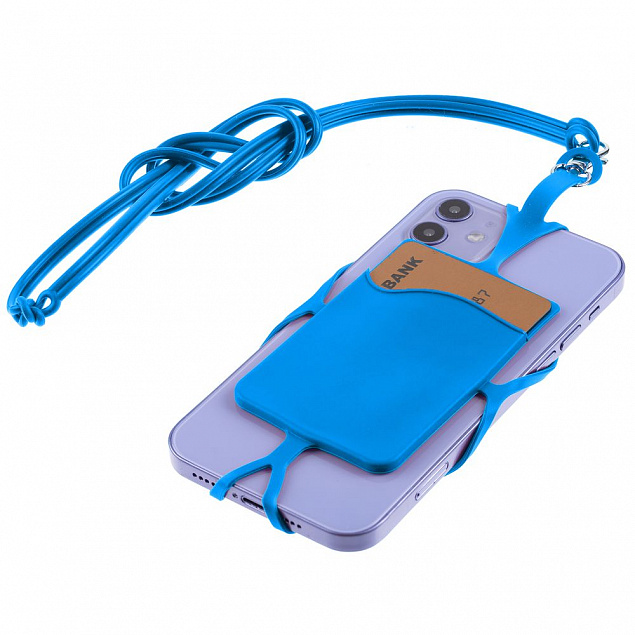 Картхолдер с креплением для телефона, синий с логотипом в Санкт-Петербурге заказать по выгодной цене в кибермаркете AvroraStore