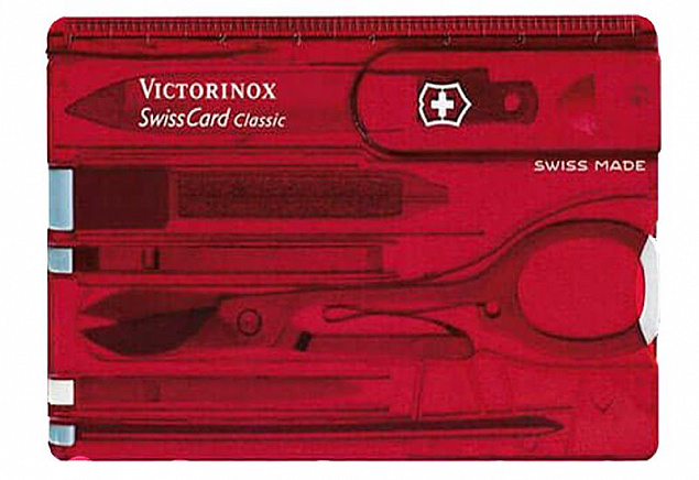 Набор инструментов SwissCard, полупрозрачный красный с логотипом в Санкт-Петербурге заказать по выгодной цене в кибермаркете AvroraStore