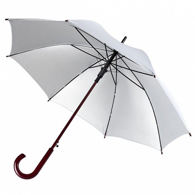 Зонт-трость Standard, серебристый с логотипом в Санкт-Петербурге заказать по выгодной цене в кибермаркете AvroraStore