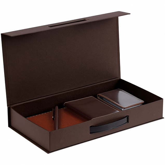 Коробка с ручкой Platt, коричневая с логотипом в Санкт-Петербурге заказать по выгодной цене в кибермаркете AvroraStore