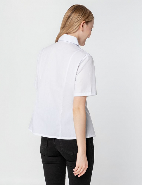 Рубашка женская с коротким рукавом Collar, белая с логотипом в Санкт-Петербурге заказать по выгодной цене в кибермаркете AvroraStore