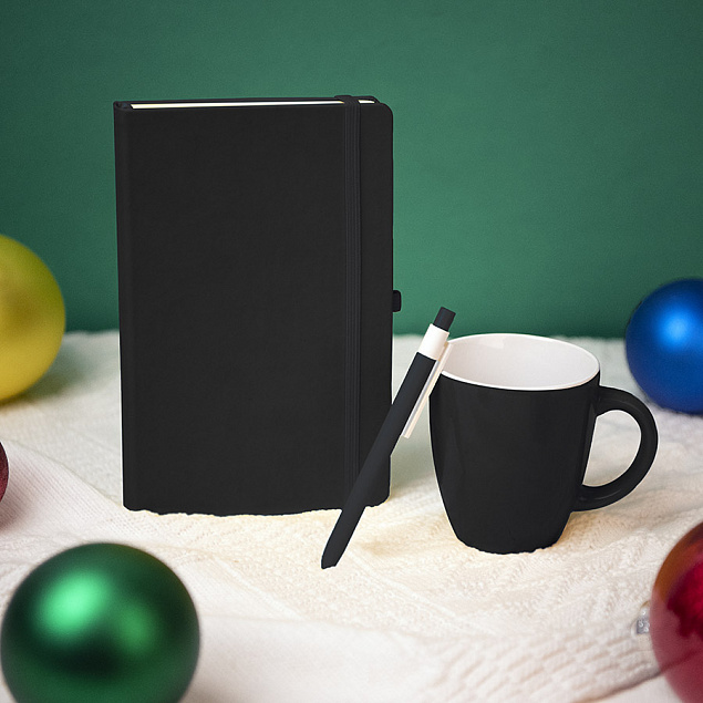 Подарочный набор HAPPINESS: блокнот, ручка, кружка, чёрный с логотипом в Санкт-Петербурге заказать по выгодной цене в кибермаркете AvroraStore