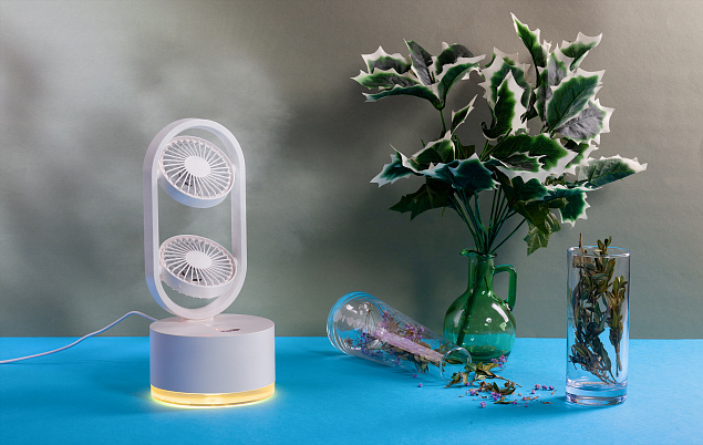 Портативный увлажнитель воздуха "Smart Wind" с двумя вентиляторами с логотипом в Санкт-Петербурге заказать по выгодной цене в кибермаркете AvroraStore