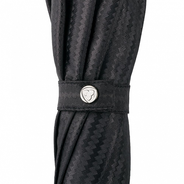 Зонт-трость с фактурной тканью Ricardo, черный с логотипом в Санкт-Петербурге заказать по выгодной цене в кибермаркете AvroraStore