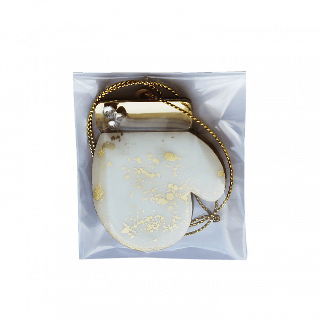 Ёлочная игрушка Варежка (белый с золотым ) с логотипом в Санкт-Петербурге заказать по выгодной цене в кибермаркете AvroraStore