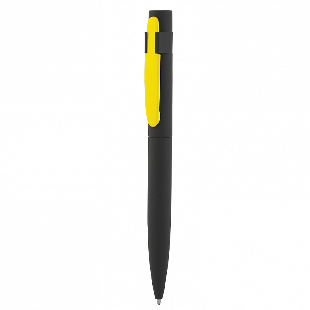 Ручка шариковая "Lip", черный/желтый, покрытие soft touch с логотипом в Санкт-Петербурге заказать по выгодной цене в кибермаркете AvroraStore