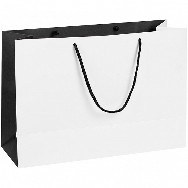 Пакет бумажный Bicolor, белый с черным с логотипом в Санкт-Петербурге заказать по выгодной цене в кибермаркете AvroraStore