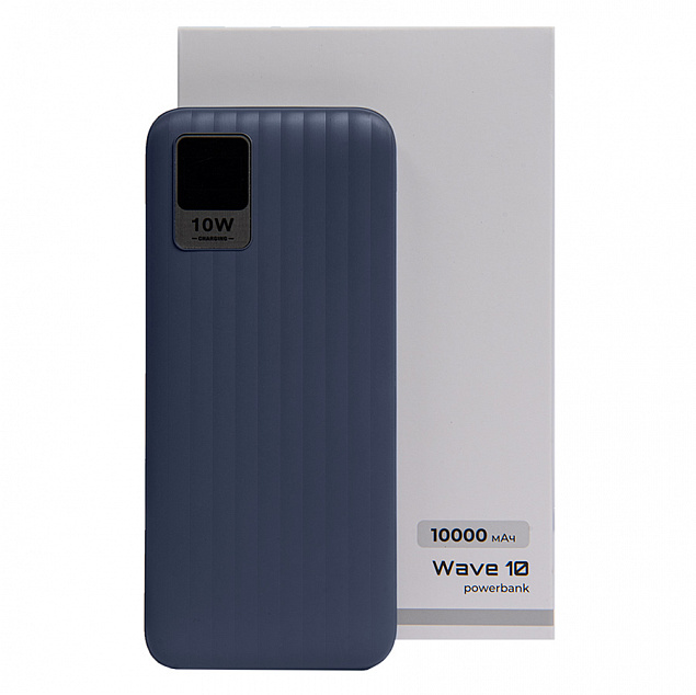 Универсальный аккумулятор OMG Wave 10 (10000 мАч), синий, 14,9х6.7х1,6 см с логотипом в Санкт-Петербурге заказать по выгодной цене в кибермаркете AvroraStore