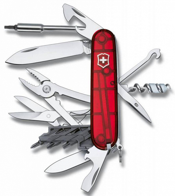 Офицерский нож CyberTool L, прозрачный красный с логотипом в Санкт-Петербурге заказать по выгодной цене в кибермаркете AvroraStore