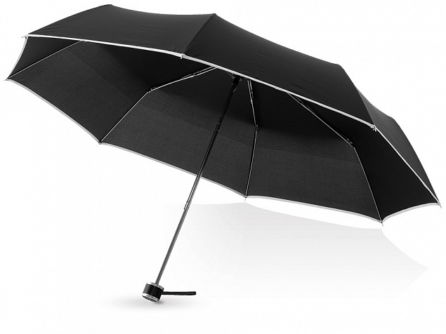 Зонт складной Линц, механический 21, черный с логотипом в Санкт-Петербурге заказать по выгодной цене в кибермаркете AvroraStore