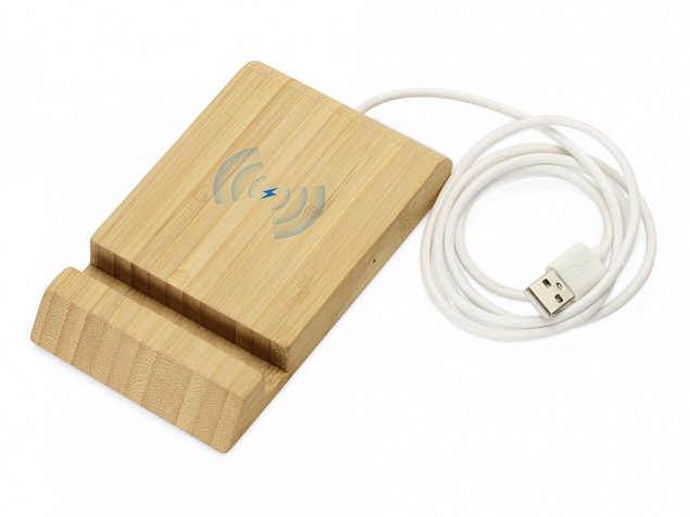 Беспроводное зарядное устройство из бамбука «Jetty», 10 Вт с логотипом в Санкт-Петербурге заказать по выгодной цене в кибермаркете AvroraStore